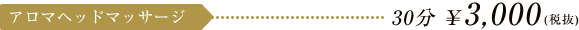アロマヘッドマッサージ 30分 \3,150