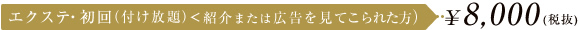 エクステ・初回（付け放題）＜紹介または広告を見てこられた方＞まつげパーマ \8,400